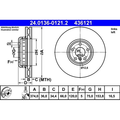 Brzdový kotúč ATE 24.0136-0121.2 (24013601212)