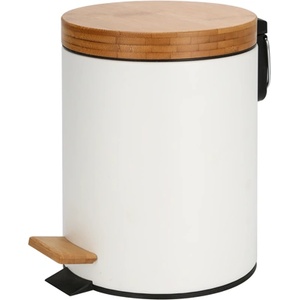 HORECANO HOME-Кош с педал и бамбуков капак 12L БЯЛ Ø25xh38cm (78648-HF002-W) (0185136)