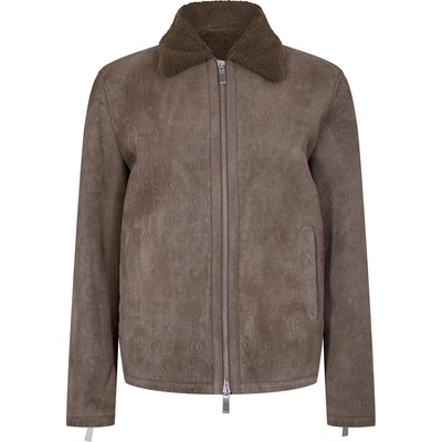 OFF WHITE Яке OFF WHITE Men's Blouson Sheepskin Long Sleeve Shearling Jacket - Beige