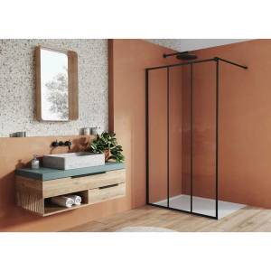 SanSwiss Параван за душ кабина SanSwiss Easy STR4P Loft 72 матово черно 90x200 см 8 мм закалено стъкло (STR4P0900672)