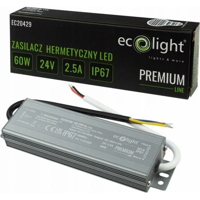 Hermetický voděodolný napájecí zdroj 60W 24V pro LED pásky IP67 PREMIUM Ecolight