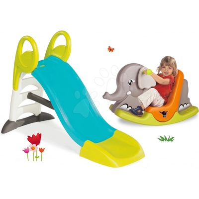 Smoby set šmykľavka Toboggan KS s dĺžkou 150 cm a odrážadlo Medveď 2v1 310269-15