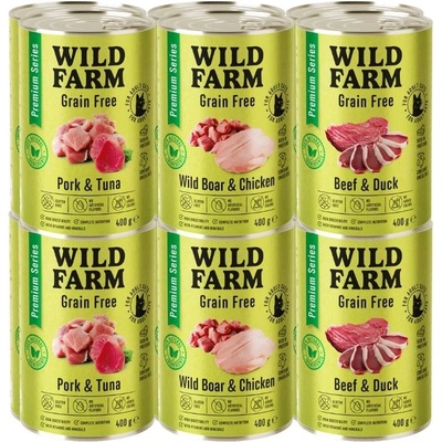 WILD FARM Premium Grain Free Mix с различни вкусове 12x400g - беззърнена храна за котки