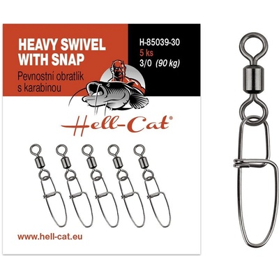 Hell-Cat Obratlík Pevnostný s Karabínou Heavy Swivel With Snap 5 ks Veľkosť 3/0 Nosnosť 90 kg