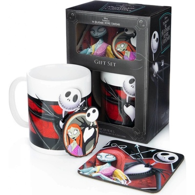 CurePink Dárkový set Nightmare Before Christmas Ukradené Vánoce Jack & Sally hrnku 315 ml