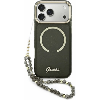 GUESS IML Glitter Script Strap MagSafe Задний калъф за iPhone 17 Pro Max Black Guess | Cheren | МЪЖЕ | UNI