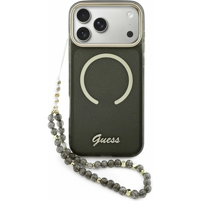 GUESS IML Glitter Script Strap MagSafe Задний калъф за iPhone 17 Pro Max Black Guess | Cheren | МЪЖЕ | UNI