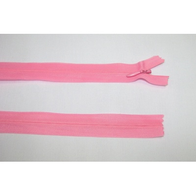 Zips krytý 3mm ružový tmavý nedeliteľný 45cm dederon