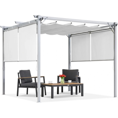 Garden Point Бяла пергола за тераса с ролетни щори La Palma 3x3 Garden Point (GAP862R)