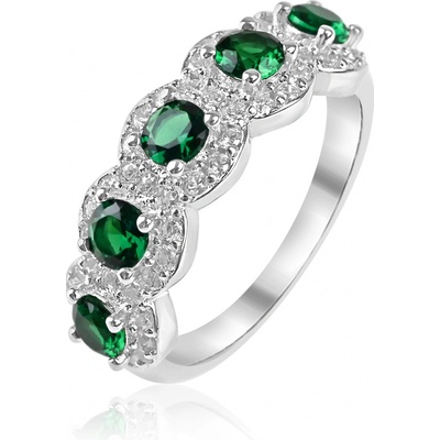 Meucci Stříbrný prsten se zelenými zirkony SR163