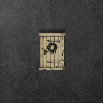 Dřevěný výřez – rustikální dveře s věncem