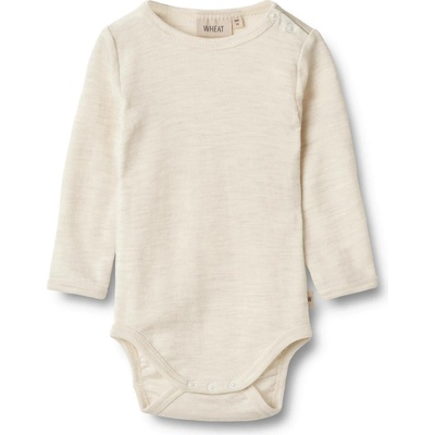 Merino body dětské dlouhý rukáv krémové eggshell melange Lucca Wheat