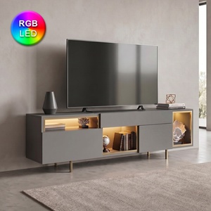 TopMebel Norm TopMebel меламинов ТВ шкаф с RGB LED в антрацит - златен цвят 180x32x55cm