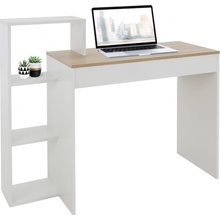 ML-Design Stôl ML-Design s policou, 110x72x40 cm, biely/dub sonoma, z lisovanej dosky