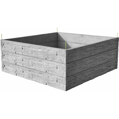 Barigadi Vyvýšený záhon betónový 200 x 200 cm výška 75 cm vzor štiepaný kameň prírodná šedá