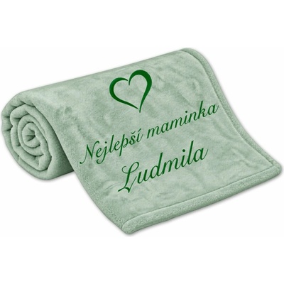 Povlečení Plus Deka Nejlepší maminka se srdíčkem a jménem šalvějová 150x200