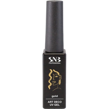 SNB Art deco uv гел боичка с тънка четка snb, за рисуване и декорация на нокти, злато, 10 мл (npd005)