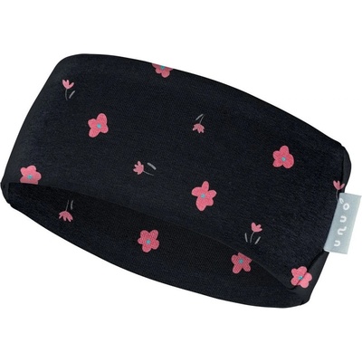 Unuo dětská fleecová čelenka Elise černá květiny Velikost: M (49-52 cm) – Zboží Dáma