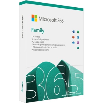 Microsoft 365 pre rodiny 1 rok SK, krabicová verzia, 6GQ-01601, nová licencia