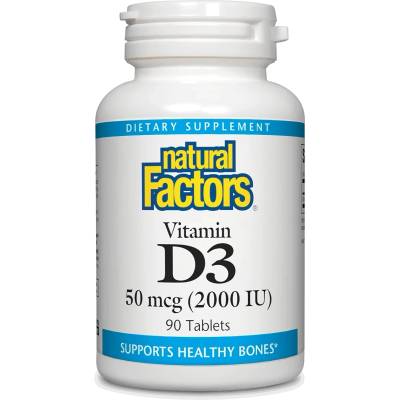 Natural Factors Vitamin D3, 2000 IU, 90 таблетки, Natural Factors (1052 NF A)