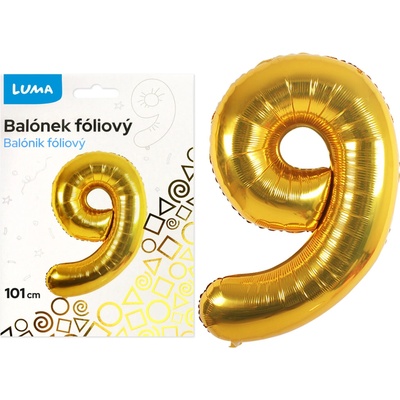 LUMA Balónek foliový č. 9 ZLATÝ 101 cm