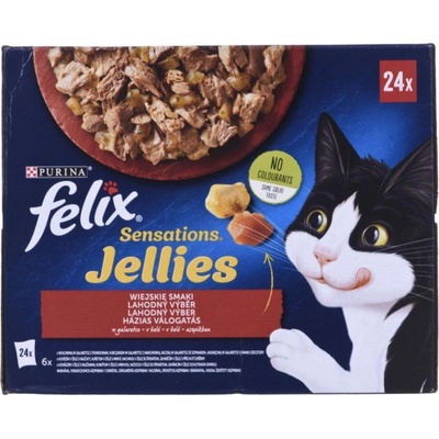 Felix Sensations hovězí, kuře, kachna, jehněčí jelly 24 x 85 g