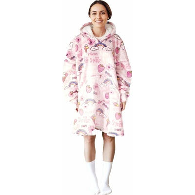 Cozy Noxxiez CH373 Sladkosti potlač hrejivá televízna mikinová deka s kapucňou pre teenagerov a dospelých