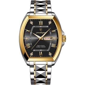 Poedagar Мъжки часовник Poedagar CS1781, неръждаема стомана, сребристо-златист, черен циферблат (CS1781)