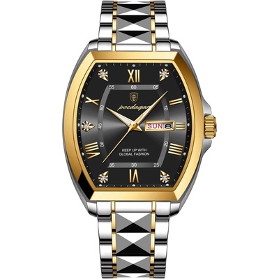 Poedagar Мъжки часовник Poedagar CS1781, неръждаема стомана, сребристо-златист, черен циферблат (CS1781)