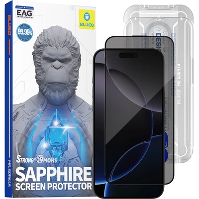 Blueo Протектор за iPhone 16 Pro Max / iPhone 17 Pro Max - Син - Премиум сапфирено нечупливо / устойчиво на надраскване 9H стъкло - Privacy