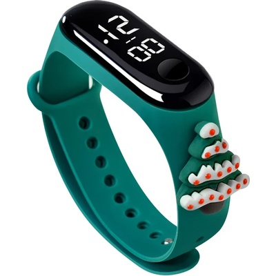 Nubi Детски часовник NUBKI Band Mi 9 Christmas Edition, Силиконова каишка, Водоустойчив, Зелен (Mi9-GREEN)