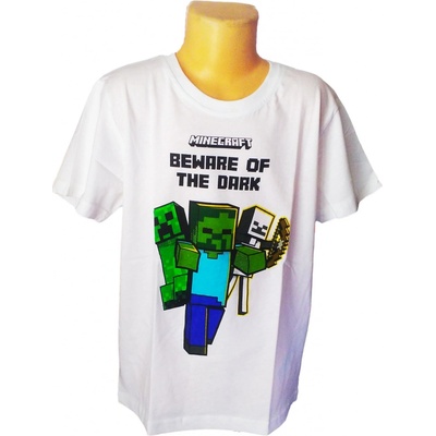 Fashion UK chlapecké tričko minecraft BEWARE OF THE DARK bílá – Sleviste.cz
