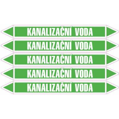 Grafiko | Kanalizační voda - dle ČSN 13 0072 - Materiál Samolepící PVC folie, Rozměr aršík 5ks šipka 400x52mm