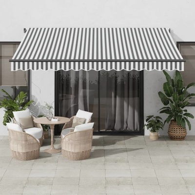 vidaXL Ručně zatahovací markýza s LED antracitová a bílá 400 x 300 cm