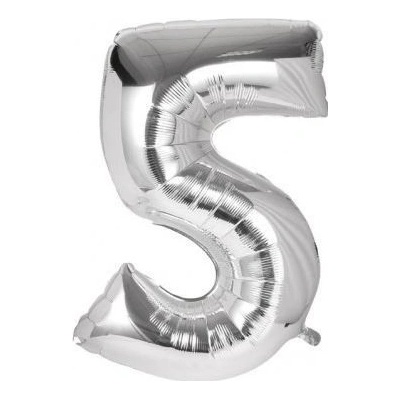 IMPAP Fóliový balónek 40 cm číslice 5 stříbrný 24226