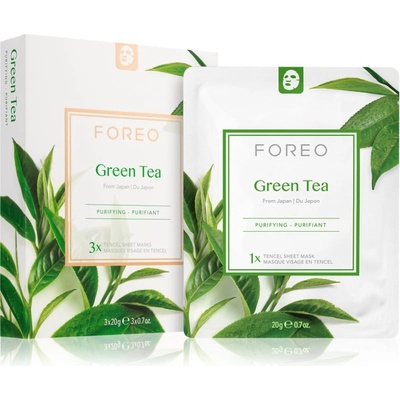 FOREO Farm to Face Sheet Mask Green Tea платнена маска с успокояващ ефект за смесена кожа 3x20 гр
