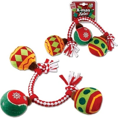 GiGwi Vianočné lano s loptičkami 32 cm