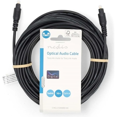 Nedis CAGL25000BK100 оптичен аудиокабел, TosLink щепсел, дължина 10 m (CAGL25000BK100)