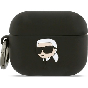 Karl Lagerfeld Силиконов калъф с карабинер за Apple AirPods Pro 3 - Karl Lagerfeld AirPods Pro 3 3D Logo NFT Karl Head Silicone Case (черен) (KLAP3RUNIKK)