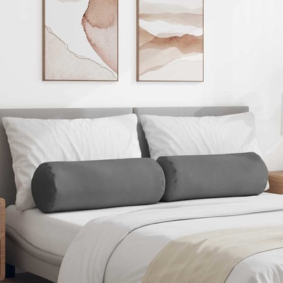 vidaXL Възглавници валяци 2 pcs Тъмен сив Ø 25 x 70 см (42014342)