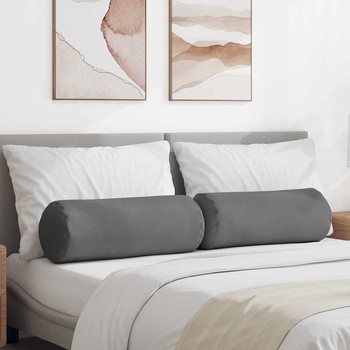 vidaXL Възглавници валяци 2 pcs Тъмен сив Ø 25 x 70 см (42014342)