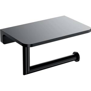 Omnires Modern Project - Държач за тоалетна хартия с рафт, матово черно MP60511BL (MP60511BL)