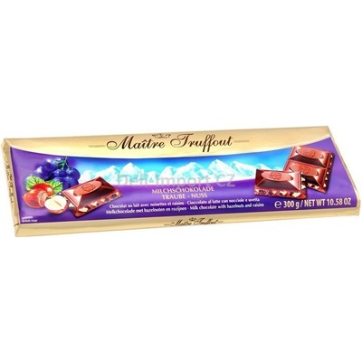 Maître Truffout mléčná s rozinkami a lískovými ořechy 300 g