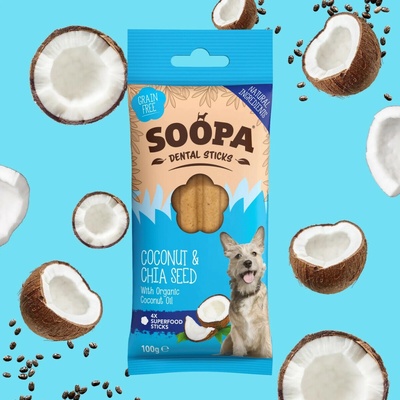 SOOPA Dentálne tyčinky Kokos a chia semienka 100 g