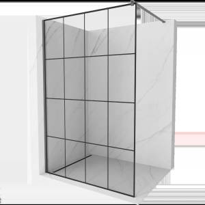 Mexen Kioto стъклена стена за душ Walk-in 140 x 200 см, черна решетка 8 мм, канон метал - 800-140-101-95-77 (800-140-101-95-77)