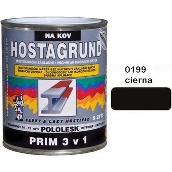 HOSTAGRUND PRIM 3v1 farba na kov Pololesk S2177 - 0199 čierna 0,6l, 0,6l