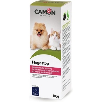 Camon Flogostop - Допълваща храна, предназначена за специфични хранителни цели, опора на кожната функция в случай на дерматози и прекомерна загуба на козина. 100 гр