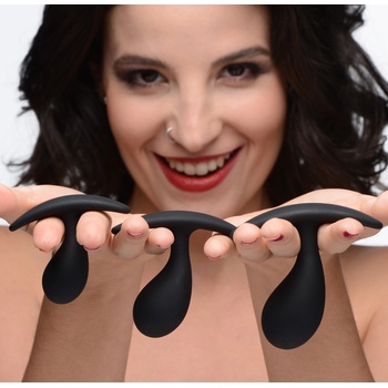 Image 1 of Master Series Dark Droplets 3 Piece Curved Anal Trainer Set Black