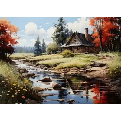 Norimpex diamantové maľovanie Dom pri rieke 30 x 40cm