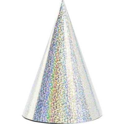 PartyDeco Párty kloboučky holografické stříbrné 6ks